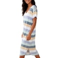 thumbnail image 6 of Sexy Dance Women Nightgown Dress Sleepwear Short Sleeves Shirt Casual Striped Print Sleepdress Soft Sleepshirt Loose Fit Loungewear, 6 of 11