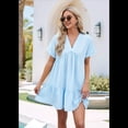 thumbnail image 2 of Vestido de Corta con Escote en V y Volantes en el Bajo, Color Azul , Talla M, 2 of 10