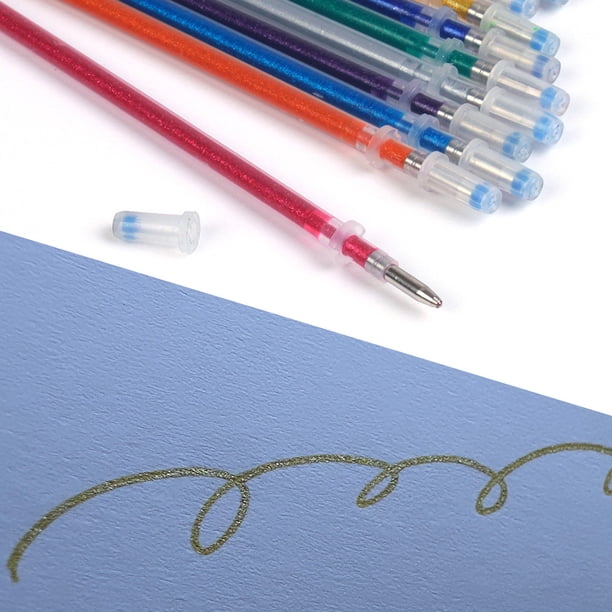 Paquete de 12 Cartuchos de Tinta Multicolor de 0,5 Ml para Bolígrafos de Dibujo: Purpurina, Fluorescente, Pastel y Metal, Puntas de Escritura Suave de 13 Cm.