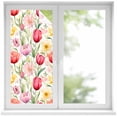 thumbnail image 2 of Spring Tulip Window Privacy Film, Summer Floral Botanical Elegant Static Cling UV Sun Blocking Tint Film Heat Control Windows Films for Bedroom Bathroom, Window Stickers 17.7"x39.3", 2 of 8