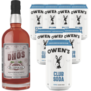 Dhōs Handcrafted Non-Alcoholic Bittersweet 750 ML Bottles w Pack Owen’s Mixers Club Soda 8.2 OZ Cans - Perfect for Mocktails - A