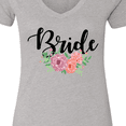 thumbnail image 4 of Inktastic Bride with Flower Illustration Women's V-Neck T-Shirt, 4 of 5