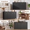 thumbnail image 7 of Laintene Sideboard Cabinet, 55" Fluted Buffet Cabinet with Storage Drawers, Modern Accent Storage Cabinet with Adjustable Shelves, Wood TV Stand for Kitchen, Dining Living Room, Entryway, Black, 7 of 7