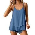 thumbnail image 2 of YMNXA Women's Layered Camisole Sleeveless Adjustable Spaghetti Strap Solid Color Comfortable Elegant Tank Top For Casual Daily Wear,Blue,Xxl, 2 of 5