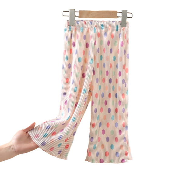 Qudderr Little Girls Wide Leg Pants for Toddler Kids Summer Loose Wide Leg Palazzo 1-9 Years Girls Casual Trousers