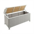 thumbnail image 3 of Furniture of America Azur Gray Poolside Outdoor Wicker Metal Storage Bench, 3 of 9