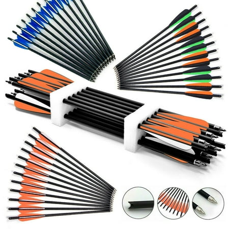 DODOING 20inch Carbon Crossbow Bolts Crossbow Hunting Arrows with 4 Vanes and Replaced Arrowhead/Tip for Hunting (12 Pack)