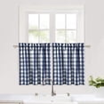 thumbnail image 2 of LingStar Cafe Curtains 24 Inch, Buffalo Plaid Design Short Tier Curtains for Kitchen Bathroom Window Curtain, Gingham Check Yarn Dyed Half Window Treatment,Blue/White, Set of 2, 2 of 6