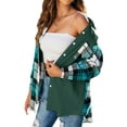 thumbnail image 4 of Xuanfei Women Lapel Collar Plaid Splicing Button Down Long Sleeve Side Pocket Shirt, 4 of 7