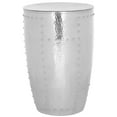 thumbnail image 2 of SAFAVIEH Hammersmith 25 in. H Glam Geometric Metal Table Stool, Silver, 2 of 4