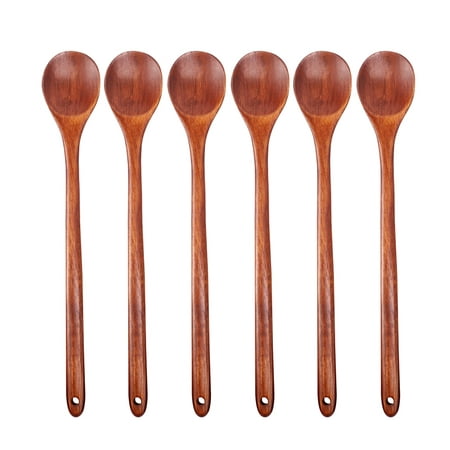 

Wood Spoons for Cooking Set 13 inch Long Handle Wooden Mixing Spoons for Stirring Baking Serving 6 Pcs Kitchen Utensil