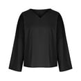 thumbnail image 3 of Tbopshirt Womens Tops for Womens Spring and Summer V-Neck Long Sleeve Solid Loose Casual Cotton, 3 of 4