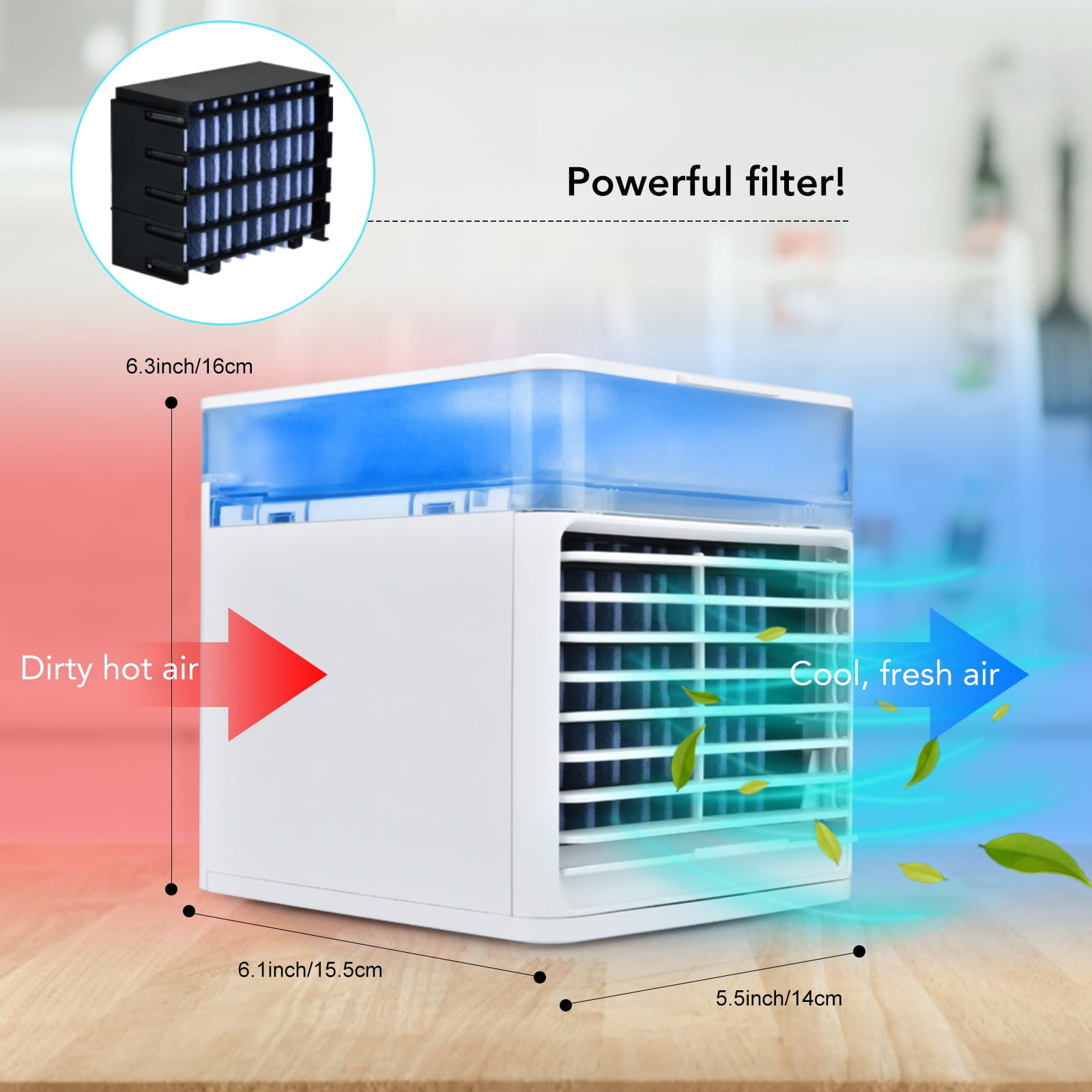 Portable Air Cooler,TKLake Personal Mini Air Conditioner,4 in 1 Air Conditioner Fan,Evaporative Coolers Purifier,Humidifier with USB,2 Models 3 Speeds Desktop Cooling Fan Perfect for Home,Office,Dorm 