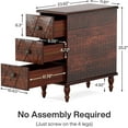 thumbnail image 2 of Tribesigns 3-Drawer Solid Wood End Table(Set of 2), Vintage Sofa Side Table Narrow Nightstand with Gourd Legs, Slim Chair Side Table for Living Room, Bedroom, No Assembly Required, Walnut, 2 of 5