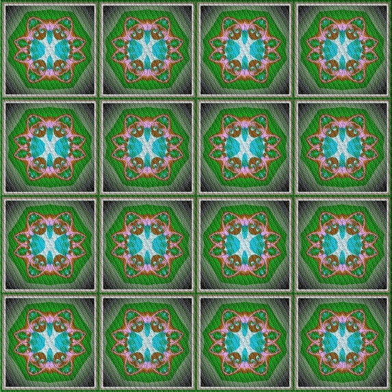 Ahgly Company Machine Washable Indoor Square Transitional Green Area Rugs, 3' Square