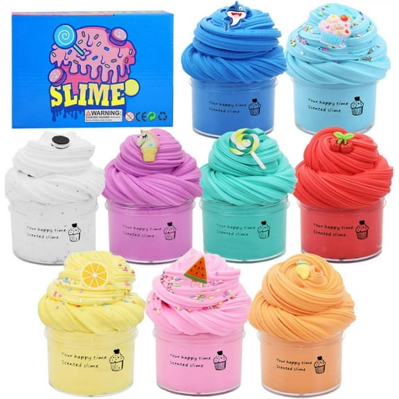 Super Clay Slime DIY Soft & Squishy Clay Scented Butter Slime Sensory Clays for Girls and Boys, Non-Sticky Stress Relief Toy, Birthday Gift and Party Favors Christmas Party Supplies(9pcs)