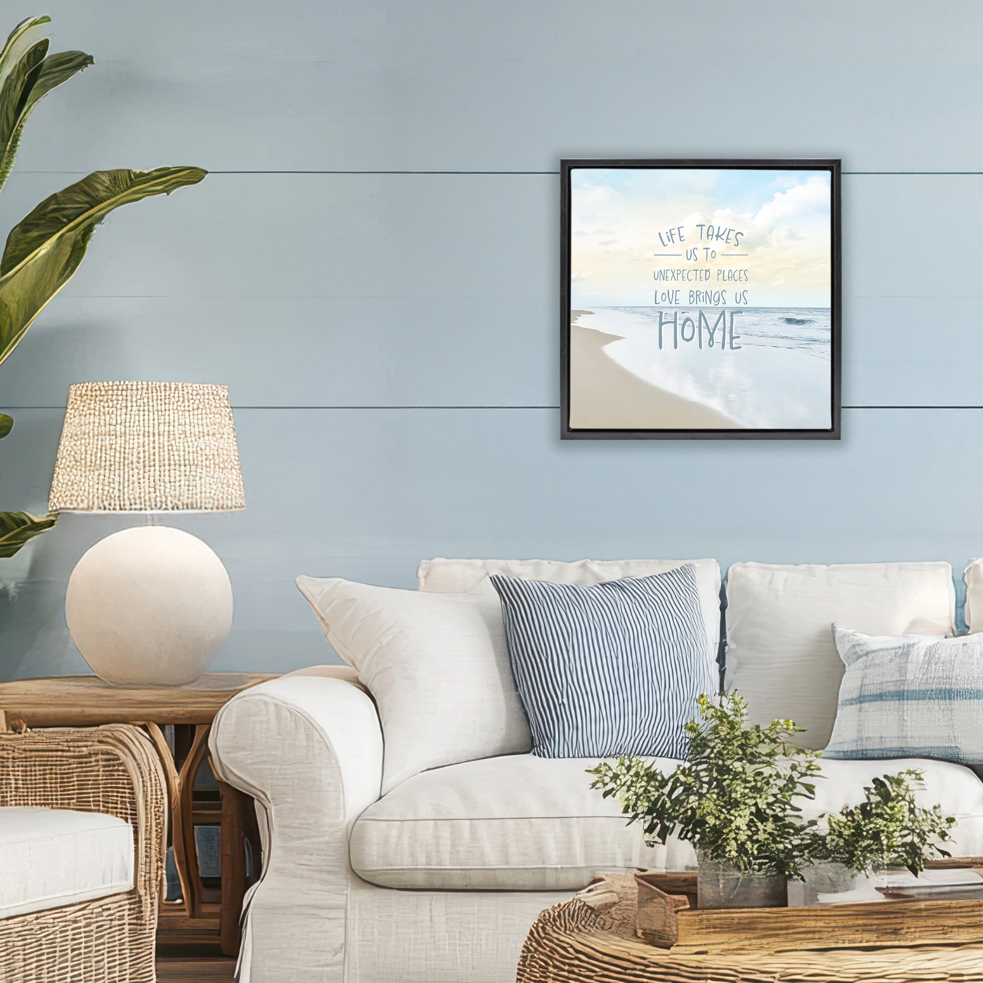 Stupell Industries Love Brings Us Home Inspiration Black Framed Floater Canvas Wall Art, design by Natalie Carpentieri