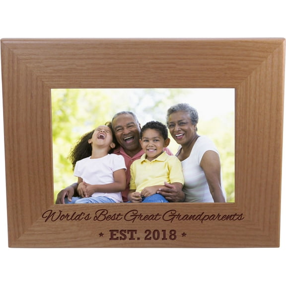 World's Best Great Grandparents EST. 2018 4-inch x 6-Inch Wood Picture Frame