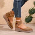 thumbnail image 4 of Dakaela Women's Closed Toe Wedge Sandals Comfortable Platform Espadrille Heels Pumps Ankle Strappy Summer Casual Dressy Shoes Size 6-10 Khaki, 4 of 8