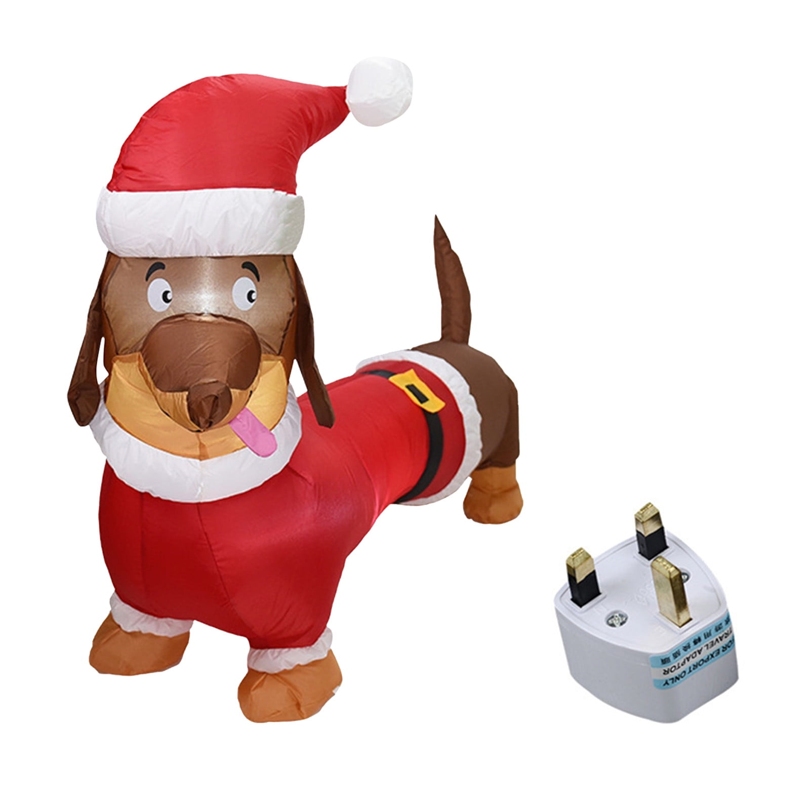 Hesxuno 5ft Long Inflatable Christmas Sausage Dog With Christmas Hat Yard Decoration LED Light