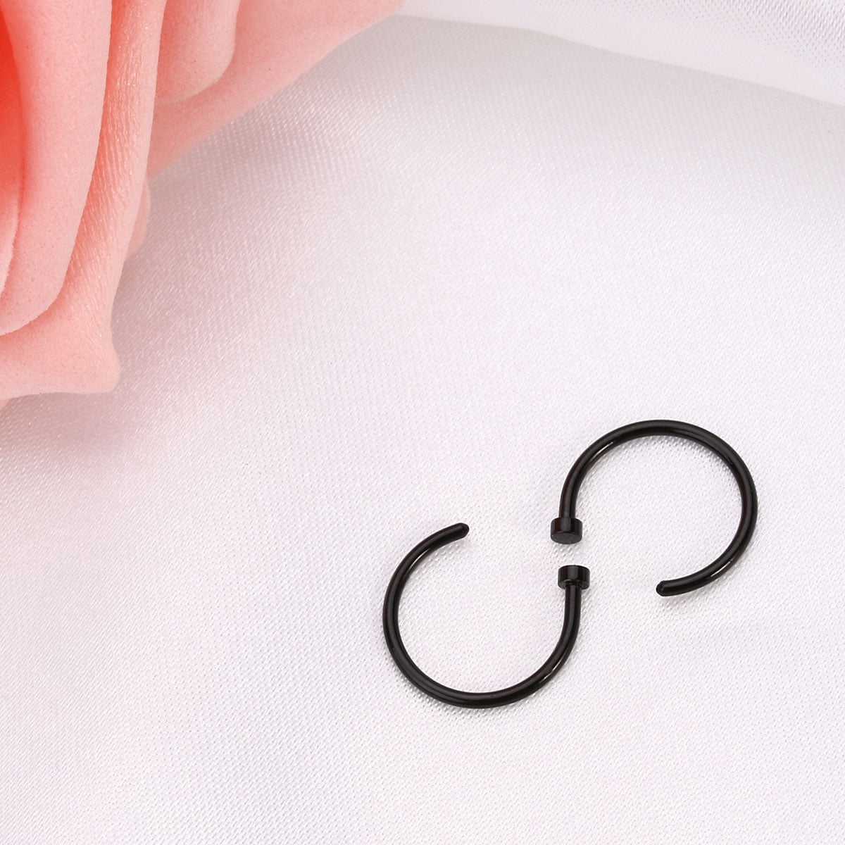 FRCOLOR Black Titanium Steel Open Nose Ring for Daily Wear Comfortable Cshaped Hoop 10mm