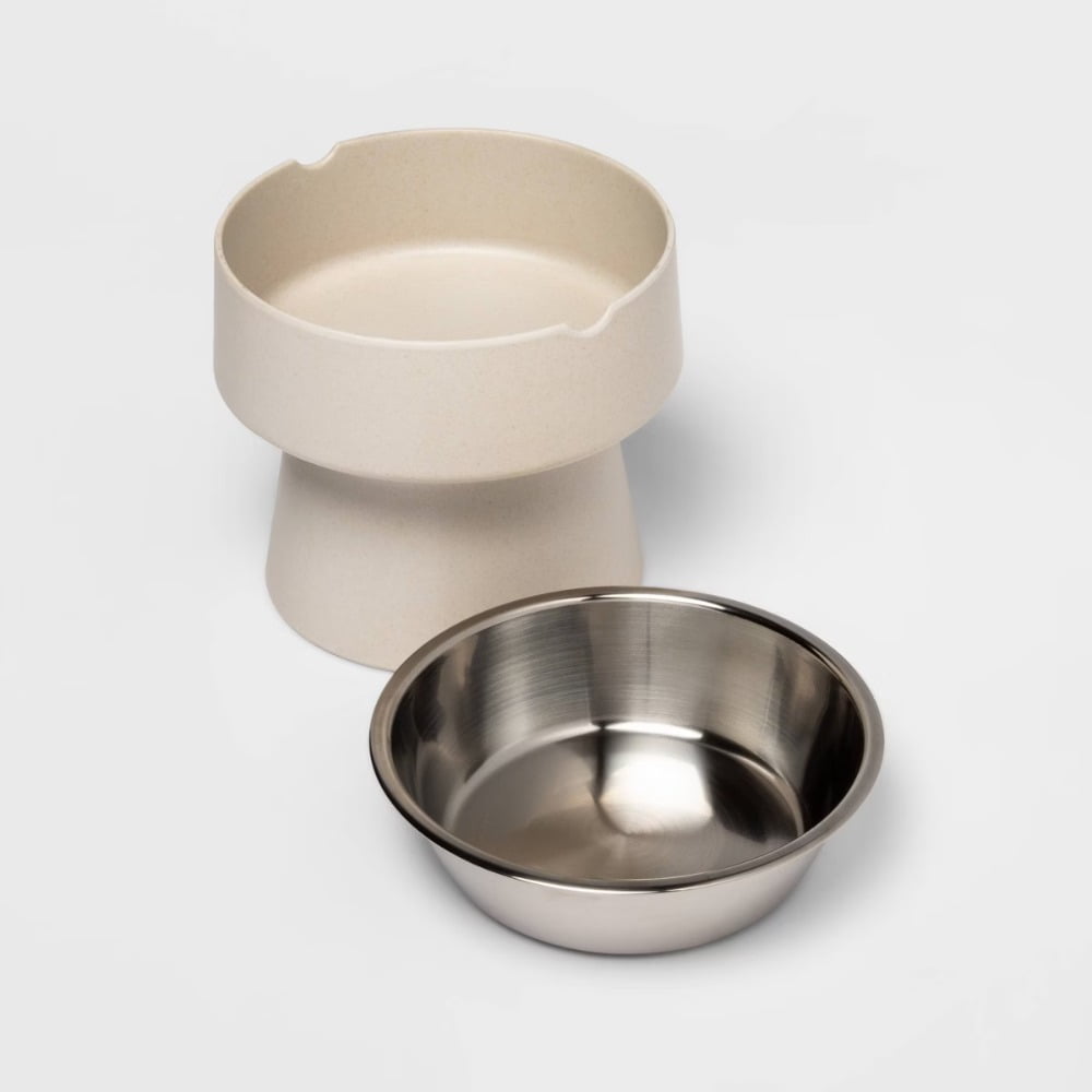 Elevated Dog Bowl - Gray - 3.5 Cups - Boots & Barkley: Stainless Steel, BPA-Free, For Cats & Dogs, All Ages