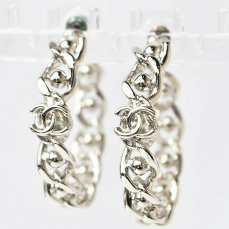 Pre-Owned Chanel Earrings CHANEL Coco Motif CC Silver (Good) 
