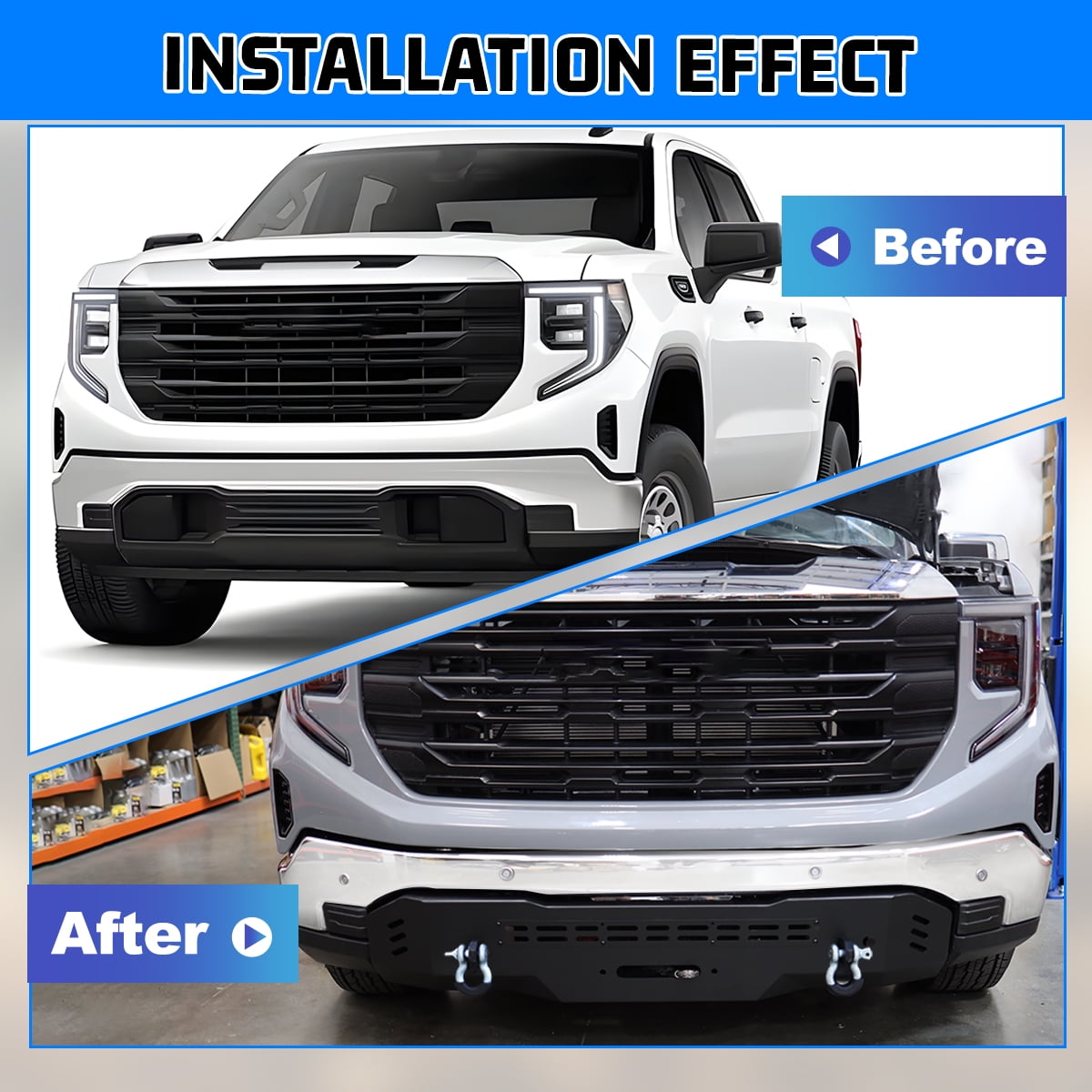 Heavy Duty Steel Front Bumper Fit for 2022 2023 2024 2025 GMC Sierra 1500,Black Powder Coated