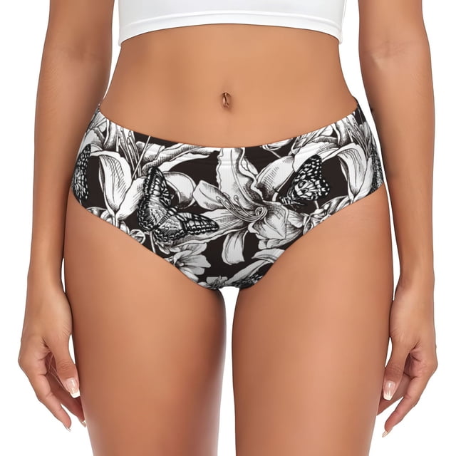 Balery Lilies Flowers Ropa Interior de Algodón para Mujer con Dibujo – Braguitas Cómodas y Elásticas, Estilo Clásico-4X-Large