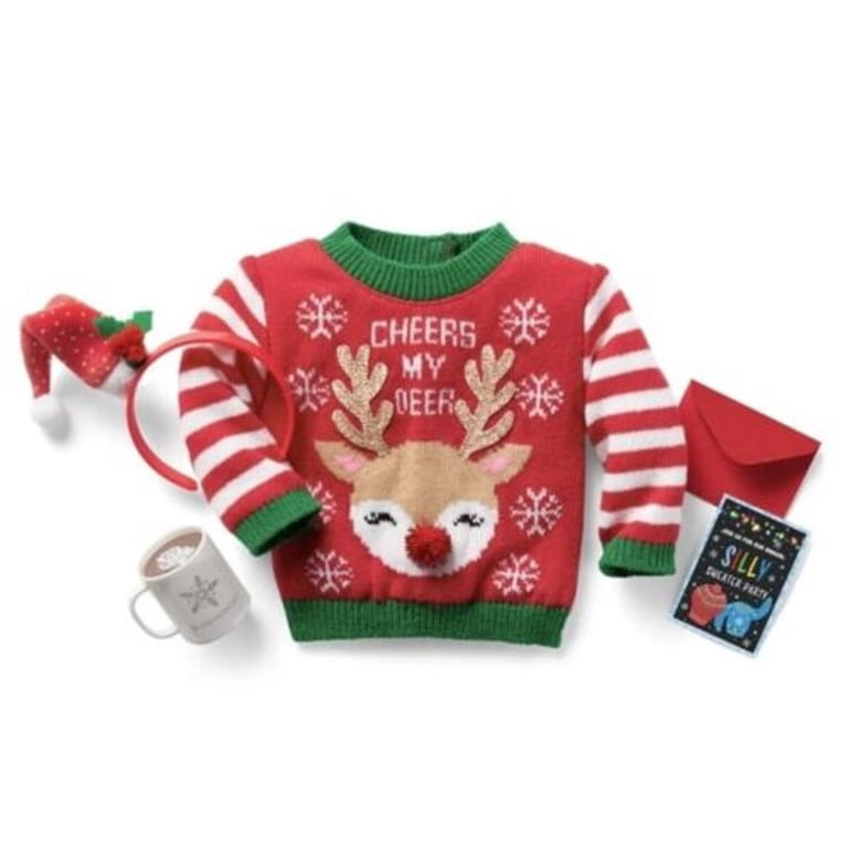Red Turtleneck Top and Green Tweed Skort Set – Mia Belle Girls American Girl Festive Red and Green Sweater Set NIB main image 2