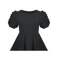 thumbnail image 4 of Girls Dress Black Solid Color Ruffle Puff Short Sleeve 3D Pocket Princess 7 Years, 4 of 7