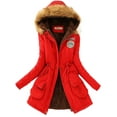 thumbnail image 1 of UKAP Ladies Coat  Trim Overcoat Drawstring Parka Jacket Casual Snow Outwear Red L, 1 of 2