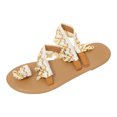 thumbnail image 2 of HAOTAGS Womens's Casual Walking Sandals Plus-size Clip Toe Summer Flat Sandals White Size 5.5, 2 of 9