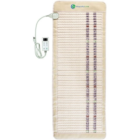 HealthyLine Far Infrared Heating Pad - Soft Mat Filled with Amethyst, Tourmaline and Jade Crystals - Negative Ion Therapy, EMF Blocking, Pain Relief - 60" x 24"