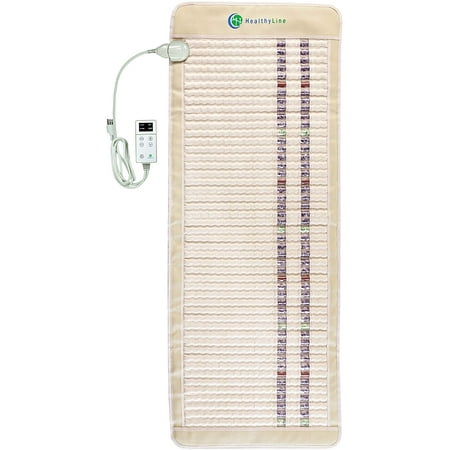 HealthyLine Far Infrared Heating Pad - Soft Mat Filled with Amethyst, Tourmaline and Jade Crystals - Negative Ion Therapy, EMF Blocking, Pain Relief - 60" x 24"