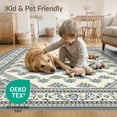 thumbnail image 4 of ODIKA Large Grey Retro Traditional Vintage Ornamental Allover Distressed Low Profile Flatwoven for Great Room, Indoor Open Concept, Living, 4 of 7