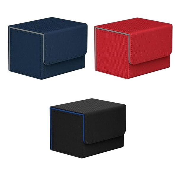 Estuche de baraja de cartas coleccionables,Caja de baraja de 100 cartas Titular de juegos comerciales Azul Rojo Negro