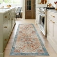 thumbnail image 2 of Topllen Non Slip Runner Rugs, Ultra-Thin 2.6'x8'Runners for Hallways, Laundry Kitchen Bathroom Washable Rugs for Bedroom, Indoor Vintage Area Rugs (Orange/Blue,2.6'x8'), 2 of 8