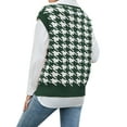 thumbnail image 4 of HUBERY Women Houndstooth Graphic Ribbed Knitted Sleeveless V Neck Vest, 4 of 5