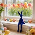 thumbnail image 4 of Taotanxi Easter Flocked Bunny Goth FigurineTie 11 in Easterween Rabbit Tabletop Decorations for Easter Centerpieces Easterween Ornament Spring Home Party Mantel Decor(Blue), 4 of 6