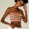 thumbnail image 4 of INSPIRE CHIC Women's Rainbow Striped Tie Spaghetti Straps Summer Cami Tube Tops, 4 of 6