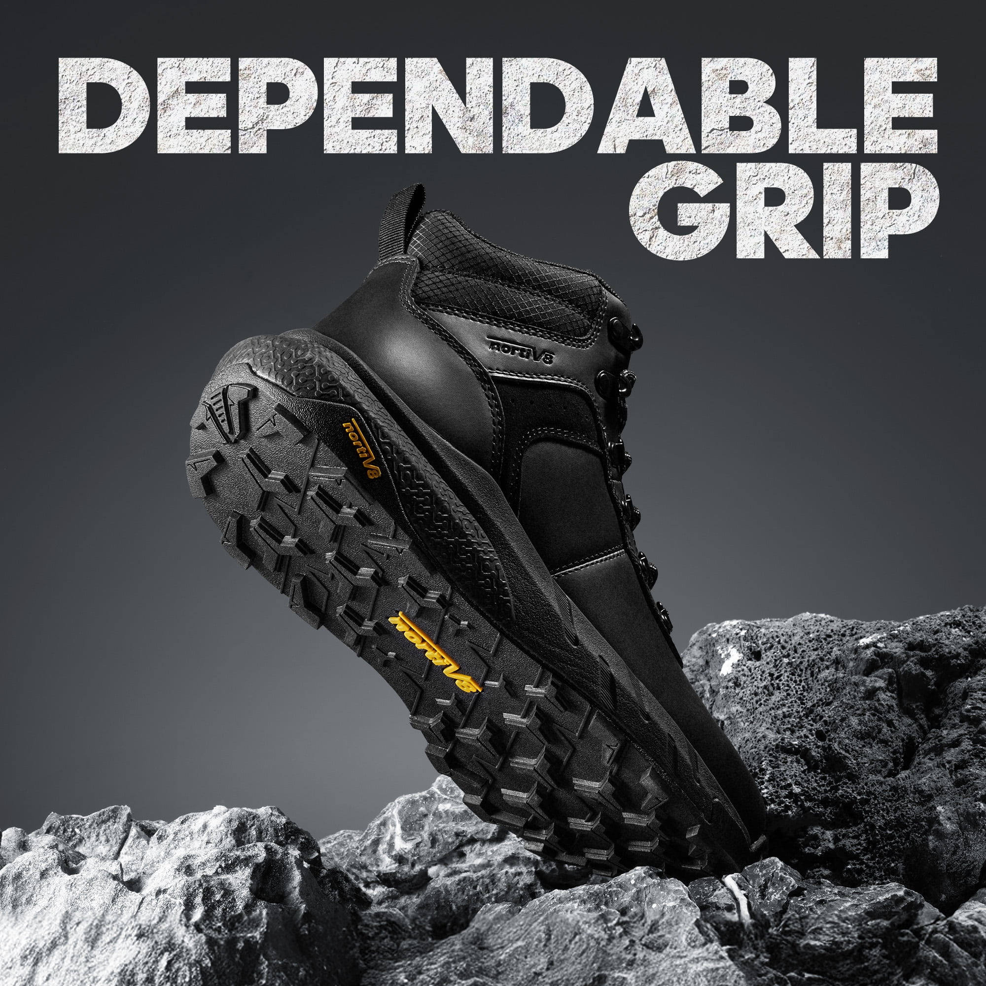 NORTIV 8 Men's Waterproof Hiking Boots Lightweight Outdoor Mid Trekking Leather Shoes Basin