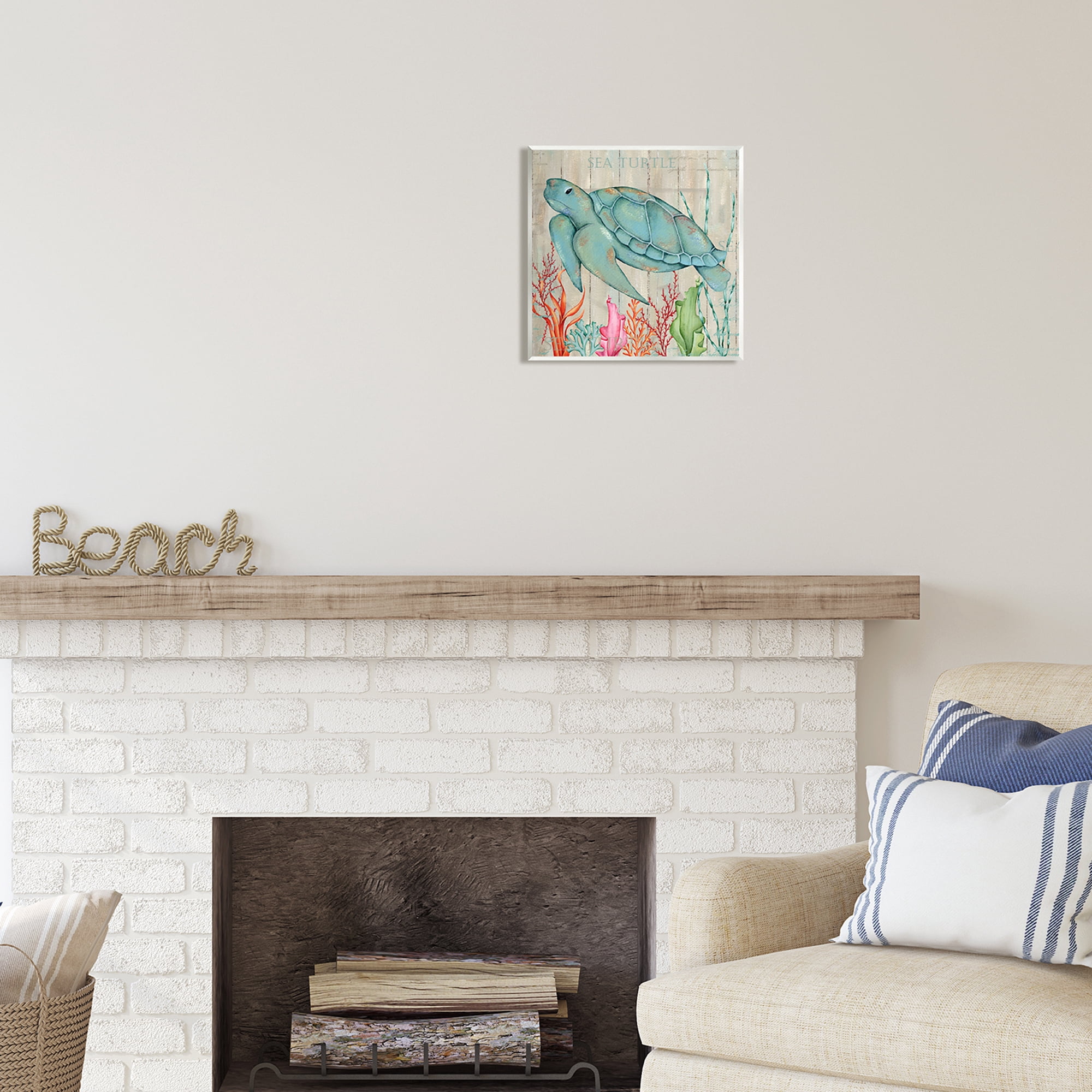 Stupell Industries Rustic Sea Turtle Animal Animals & Insects Painting Unframed Art Print Wall Art, 12 x 12