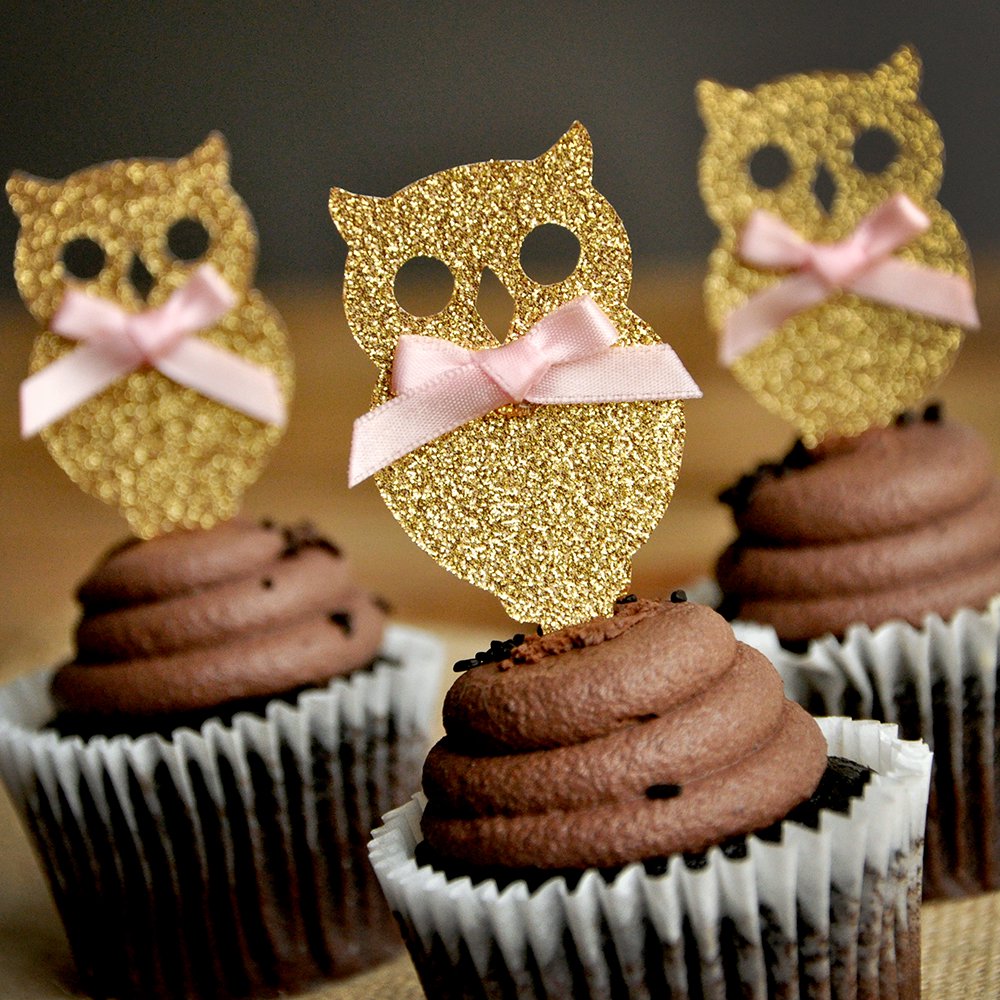 Owl Birthday Cupcake Toppers