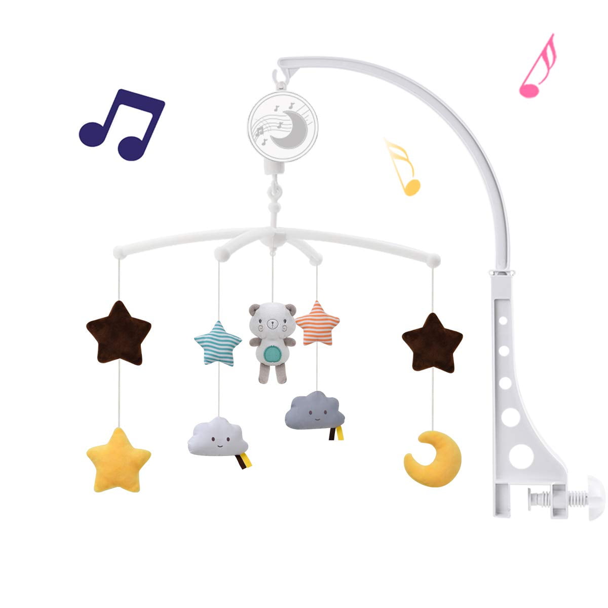 Baby Crib Mobiles Nut Rotating Crib Ceiling Mobiles for Baby Girls Cloud Bell 