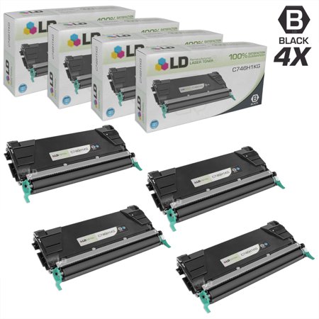 LD Compatible Replacements for Lexmark C746H1KG Set of 4 High Yield Black Laser Toner Cartridges for use in Lexmark C746DN  C746DTN  C746N  C748DE  C748DTE  and C748E s