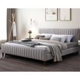 thumbnail image 2 of Omax Decor Spencer Upholstered Mid-Century Fabric King Platform Bed in Gray, 2 of 8