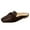 Coffee, variant on ZTTD Ladies Fashion Solid Color Leather Round Head Half Slippers Flat Comfortable Casual Single Shoes