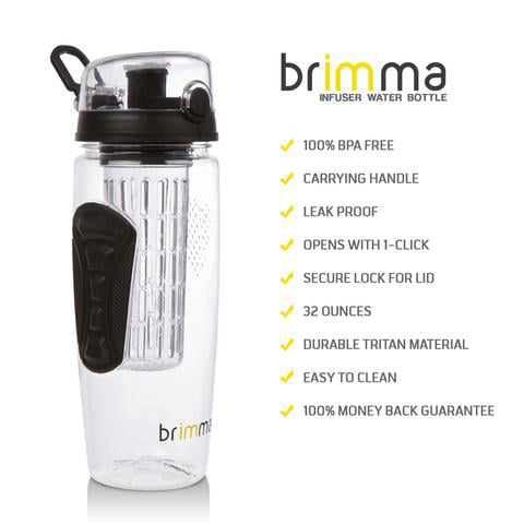 Brimma Leak Proof Fruit Infuser Water Bottle Large 32 Oz. 
