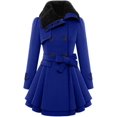 thumbnail image 1 of Abrigos de invierno para mujer con forro de sherpa, gabardina cruzada, abrigo largo de cuello alto con bolsillos, abrigo de invierno con cinturón, 1 of 5